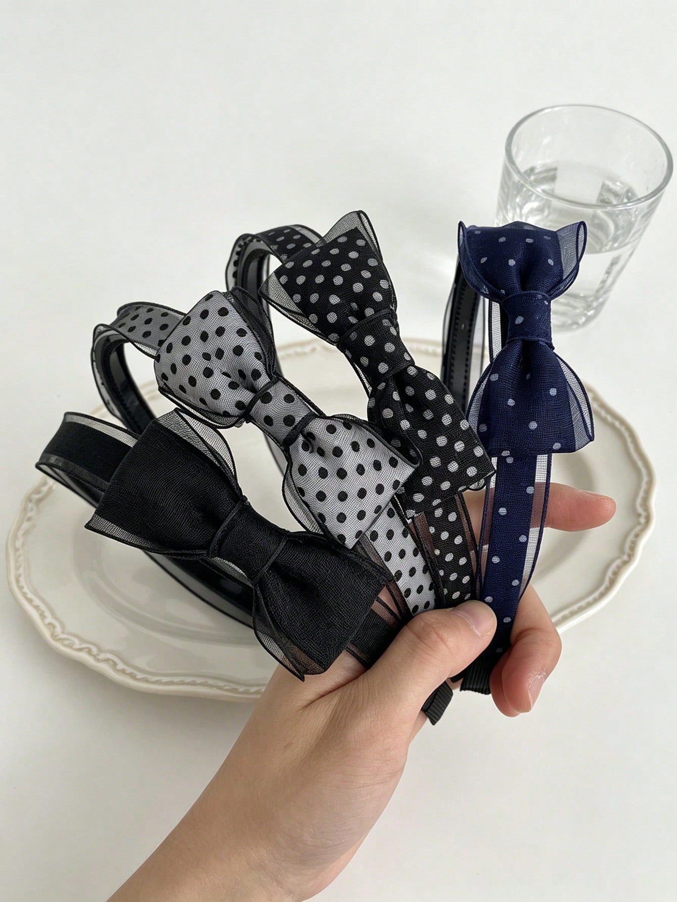 Travel Accessories Unique - 1 adet Retro Puantiyeli Fiyonklu Saç