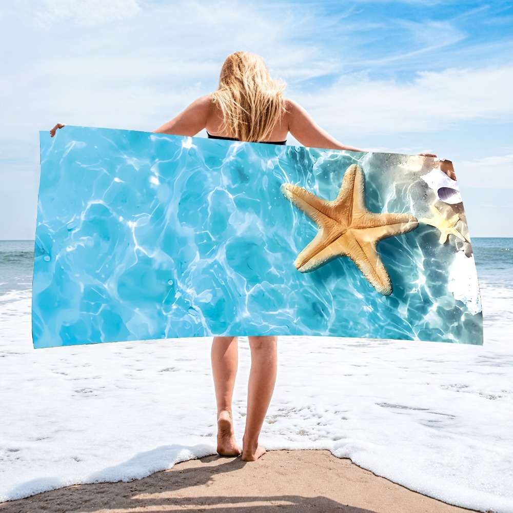 Travel Towel Quick Dry - 27.5x55 inç Mavi Okyanus Denizanası Banyo