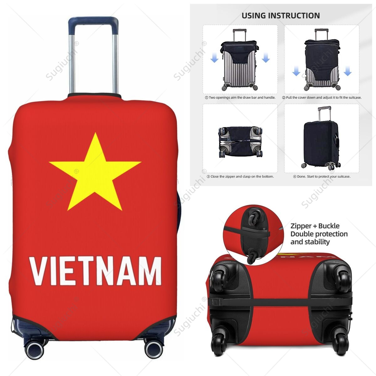 Travel Accessories Vietnam - Vietnam Bayrağı Bagaj Kapağı Bavul Elastik