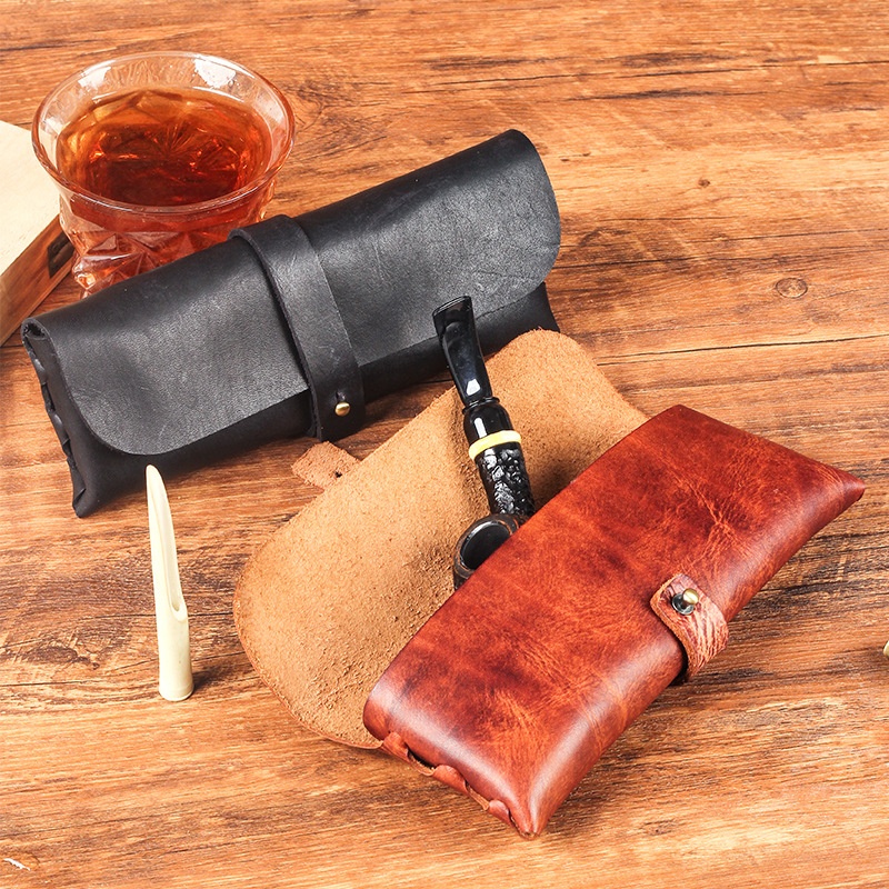Travel Accessories Pouch For Men - Vintage inek deri boru çantası el