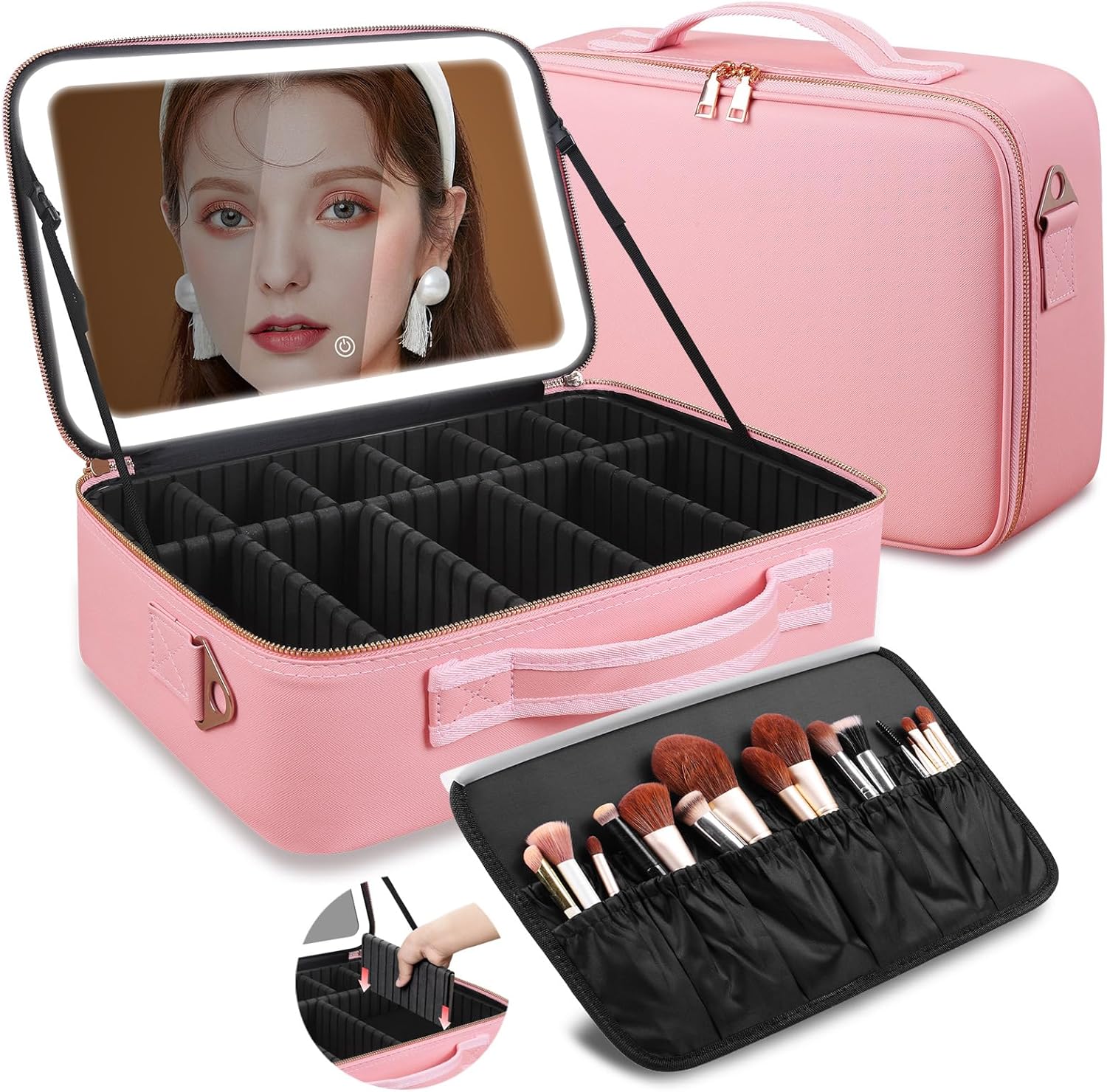 Travel Accessories Case - Büyük Kapasiteli Makyaj Çantası 15''X11'' LED